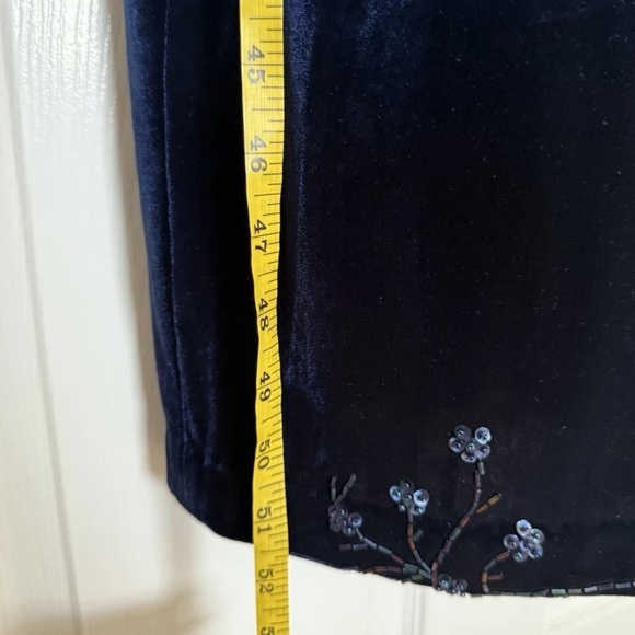 Vintage Velvet Long Maxi Prom Evening Dress 12P After Dark Beaded Wedding Guest - Picture 9 of 16